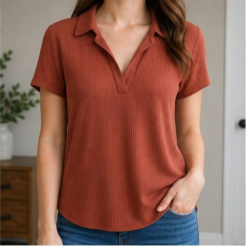 Rust V Neck Top - Picture 2 of 6
